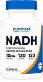 Nutricost NADH 10 mg capsules, format pratique pour la routine quotidienne.