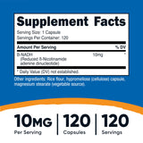 Nutricost NADH, bouteille de 120 capsules prête à l’emploi.