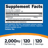 Étiquette Nutricost nattokinase montrant les labels NSF et GMP, signe de qualité.