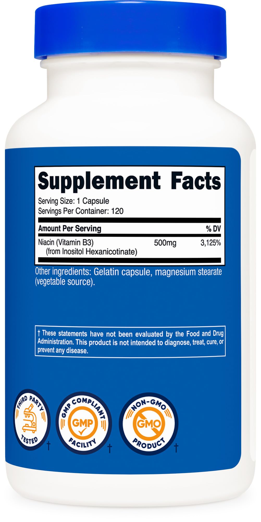 Vue du flacon Nutricost Niacin, idéal pour une routine quotidienne simple