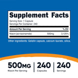 Nutricost Niacinamide 500 mg – bouteille avec étiquette claire et informative.