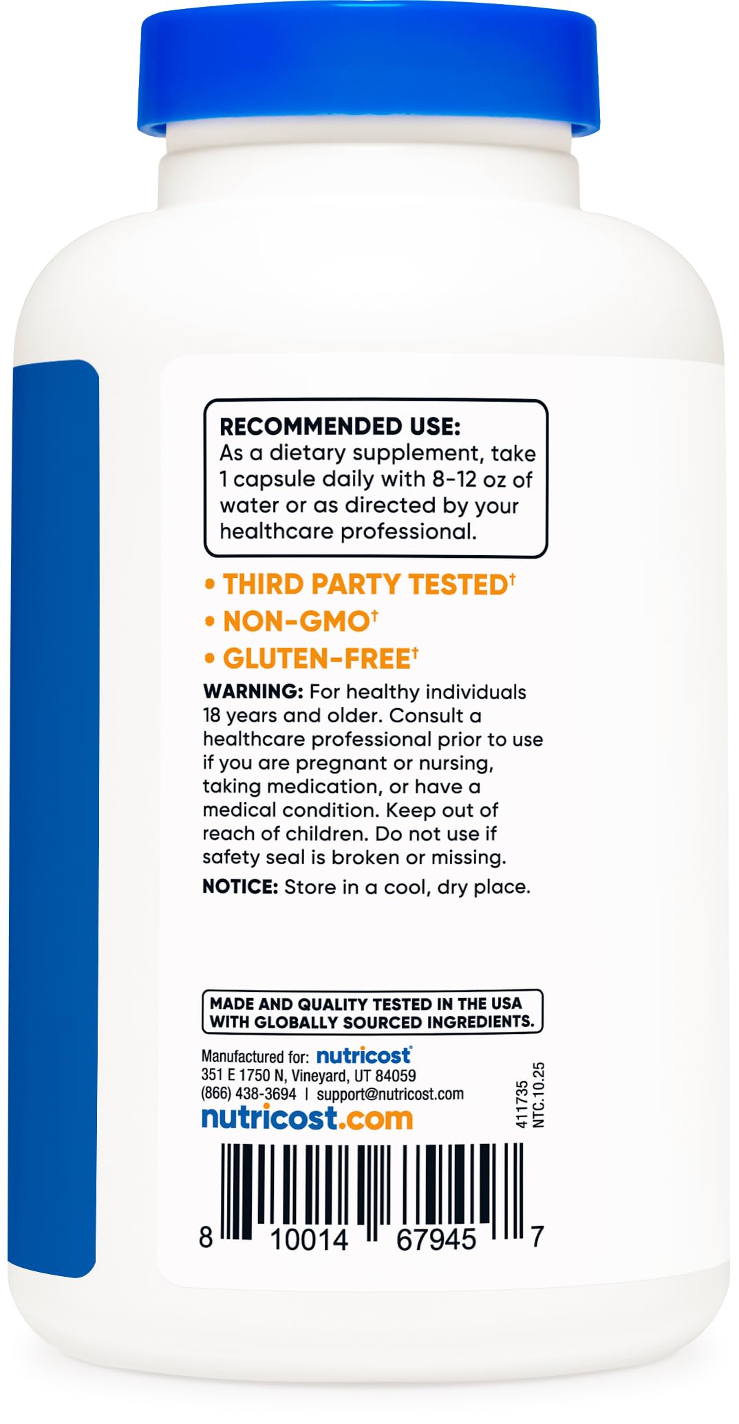 Nutricost Niacinamide 500 mg – gélules blanches faciles à avaler.