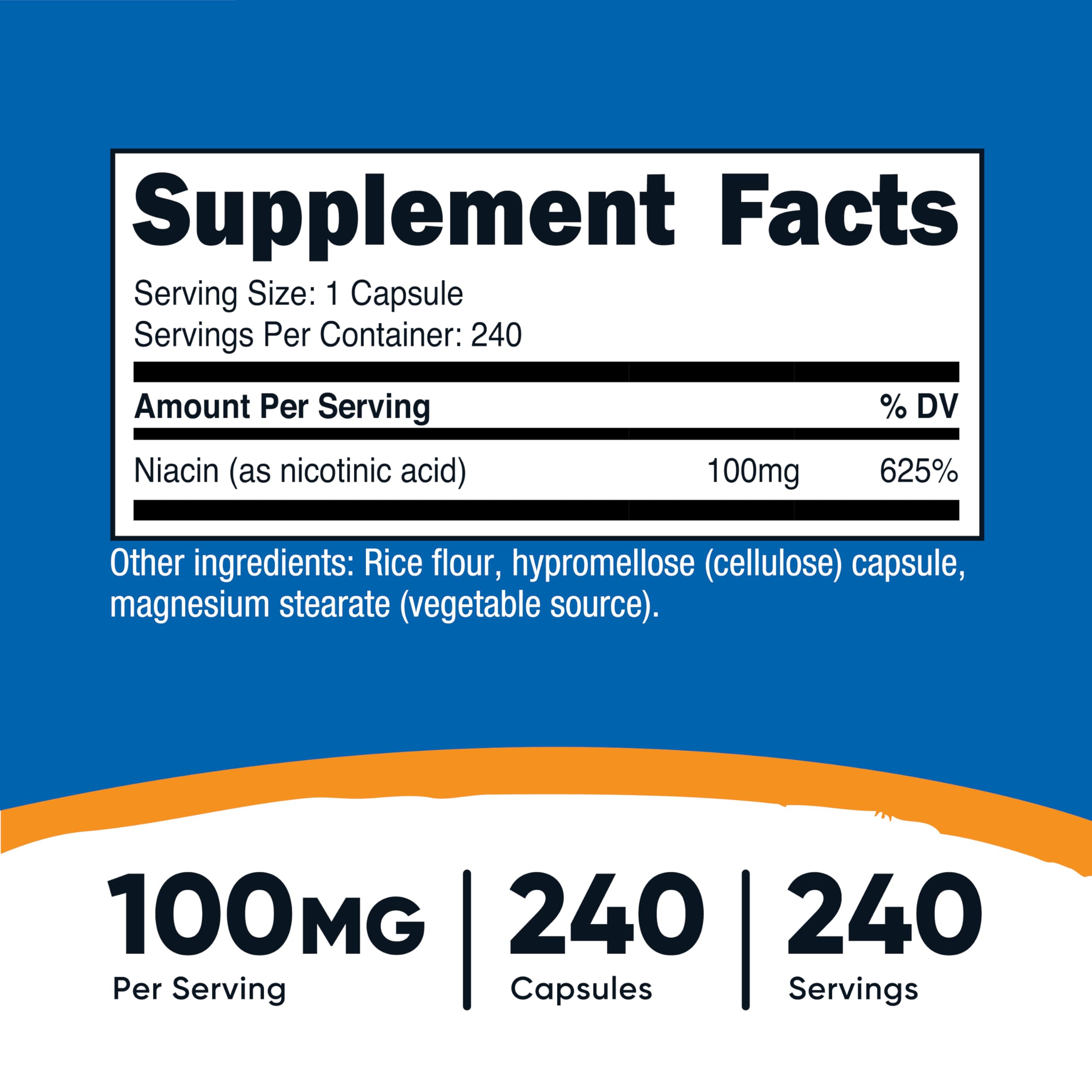 Capsules Nutricost Niacine 100 mg faciles a integrer dans votre routine.