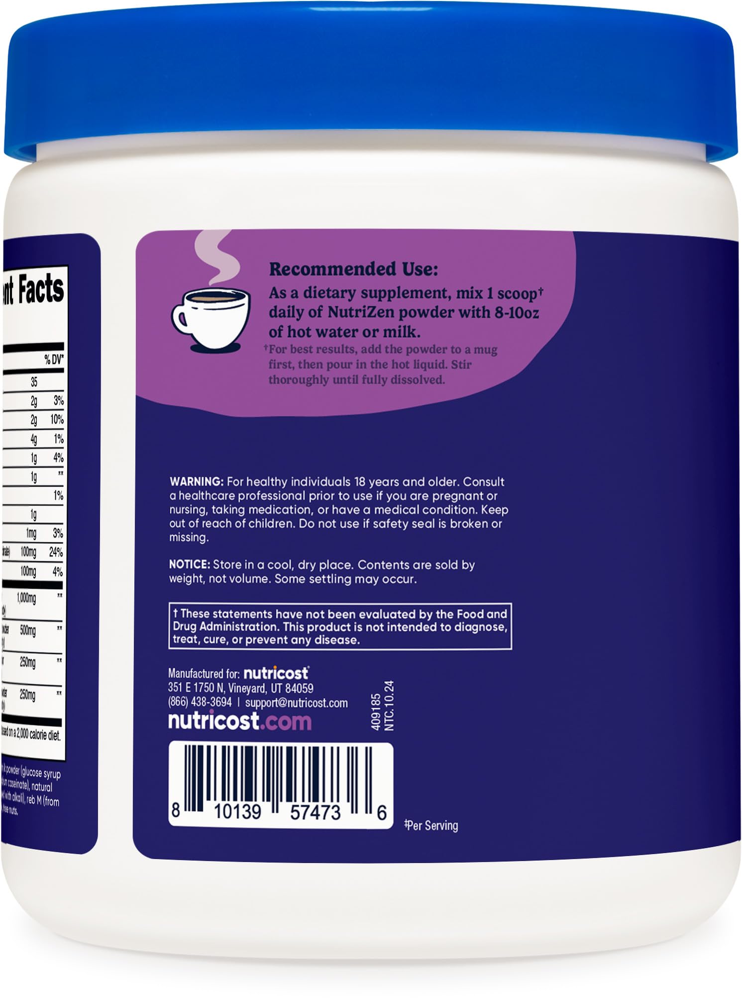 Nutricost Nutrizen PM Qualité certifiée et tests tiers pour une traçabilité fiable.