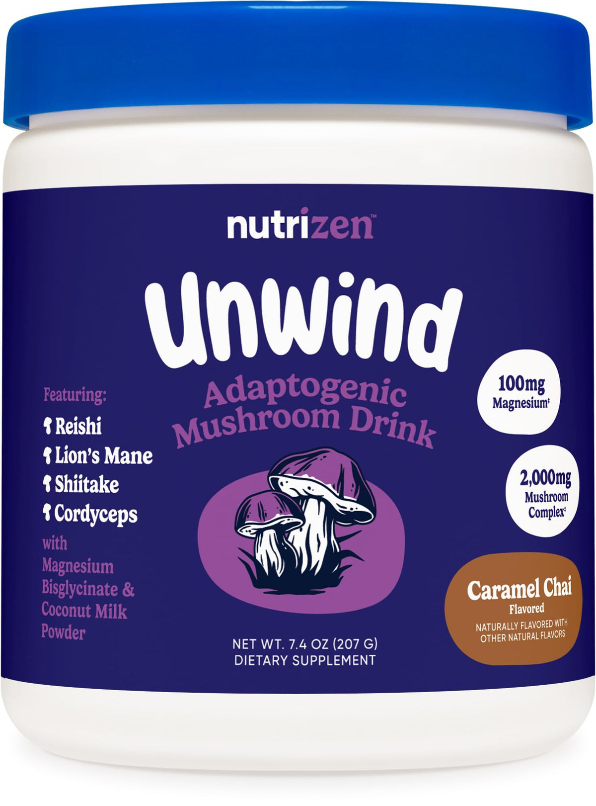 Nutricost Nutrizen PM Unwind bouteille caramel-chai pour une douceur relaxante en soirée