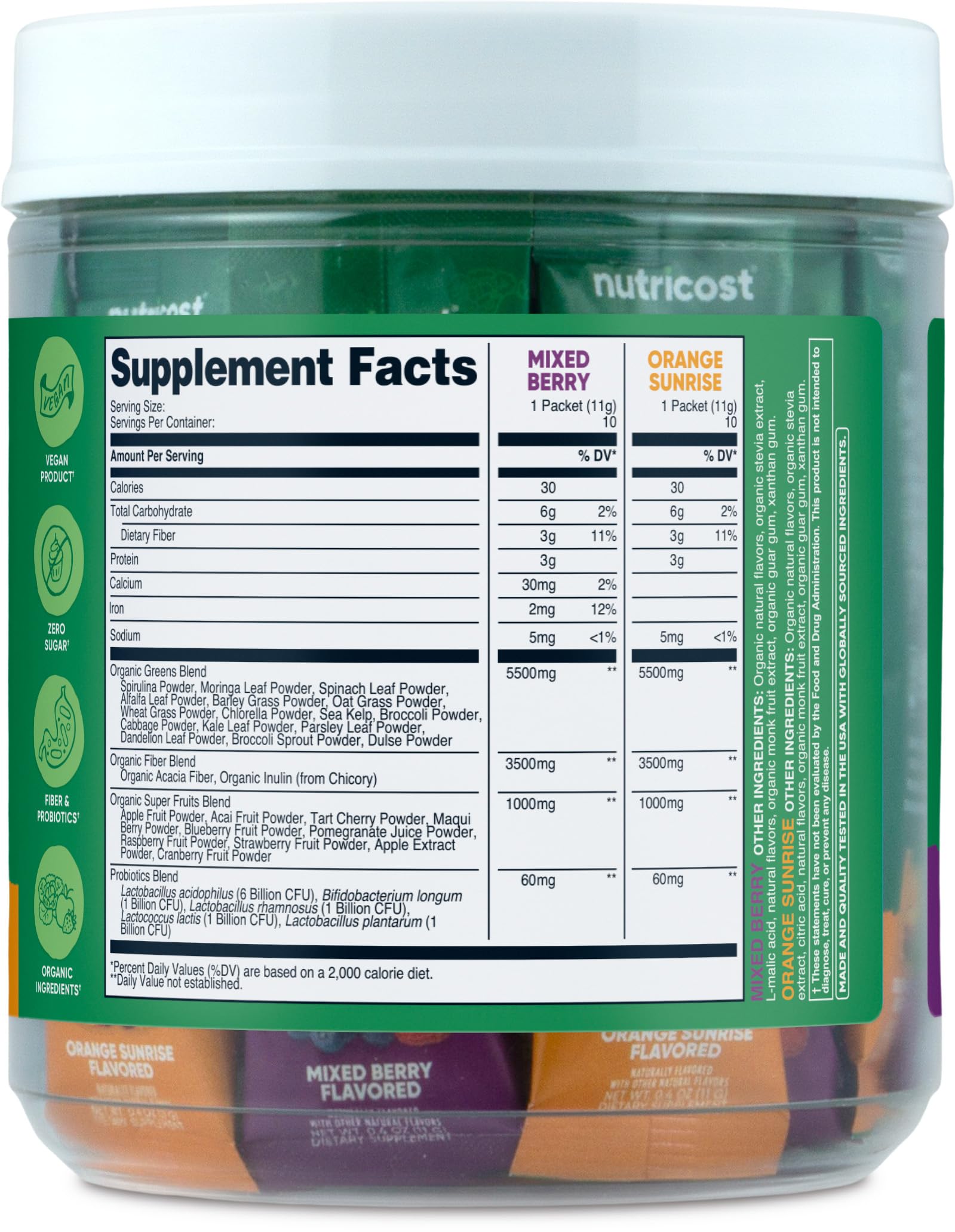 Nutricost Organic Super Greens – sans gluten et sans OGM pour régimes végétaliens