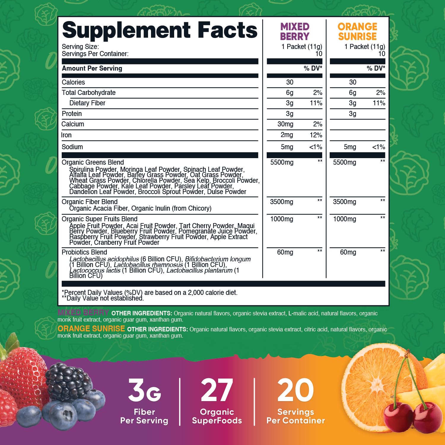 Nutricost Organic Super Greens saveur fruits rouges – stickpack pratique pour booster l’alimentation