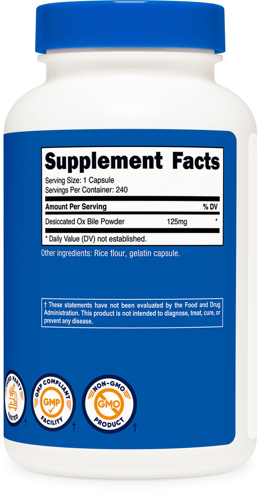Nutricost Ox Bile Capsules – emballage clair et pratique.