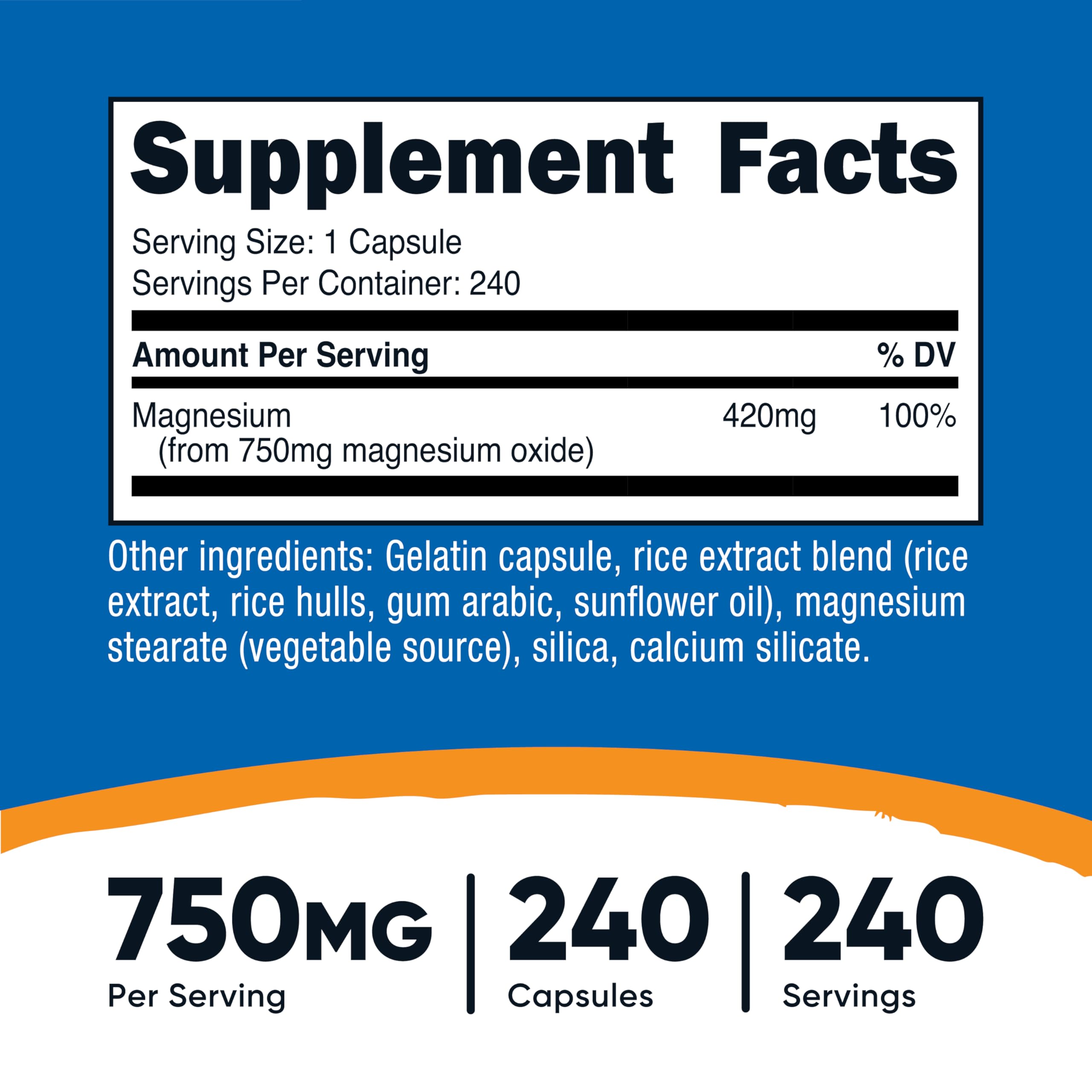 Nutricost oxyde de magnésium 750 mg – capsules faciles à avaler