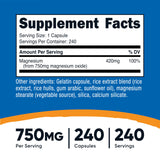 Nutricost oxyde de magnésium 750 mg – capsules faciles à avaler
