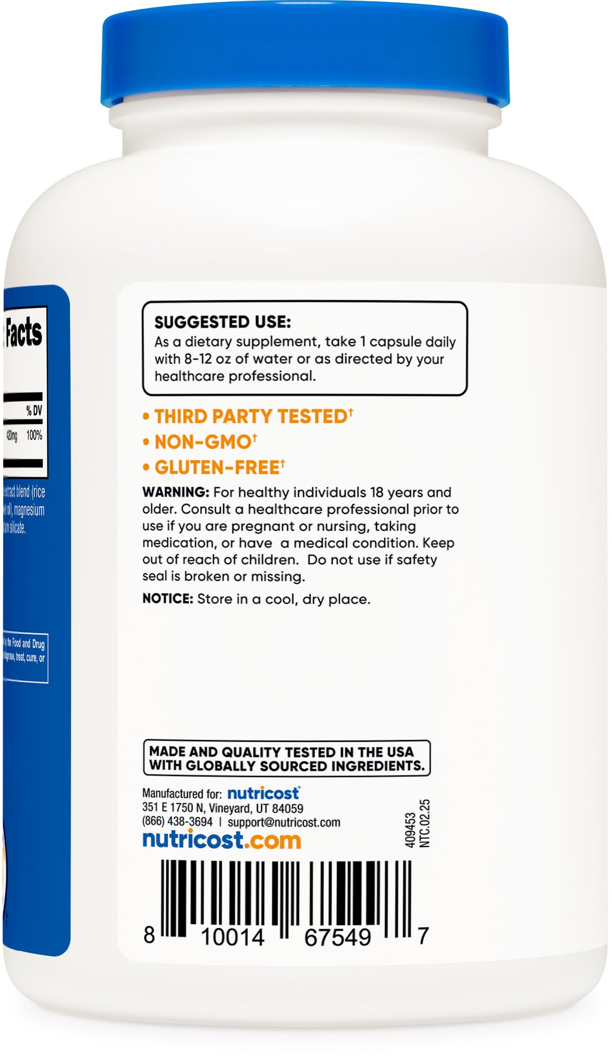 Nutricost oxyde de magnésium 750 mg – emballage extérieur élégant et pratique