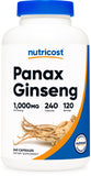 Nutricost Panax Ginseng bouteille, soutien énergétique potentiel