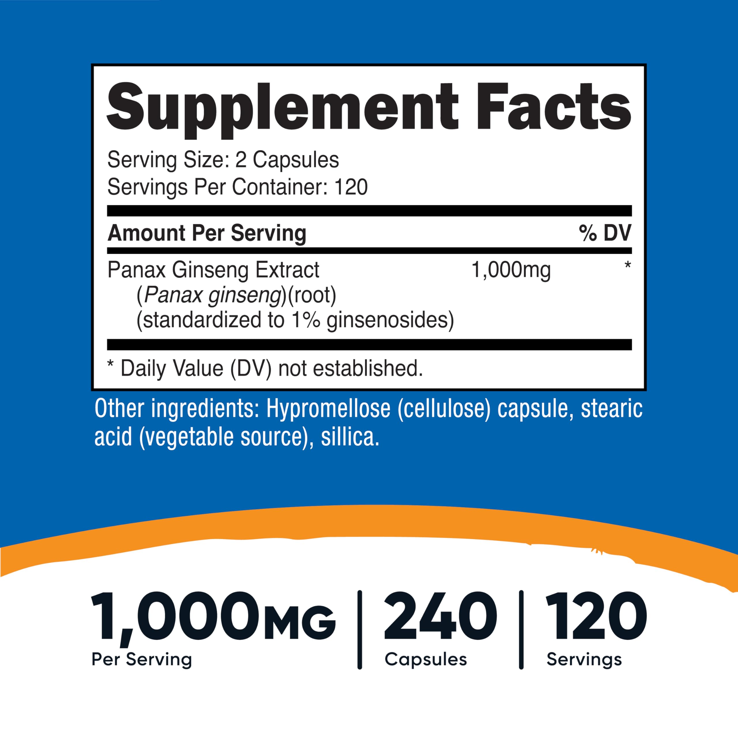 Nutricost Panax Ginseng gélules, forme pratique pour usage quotidien