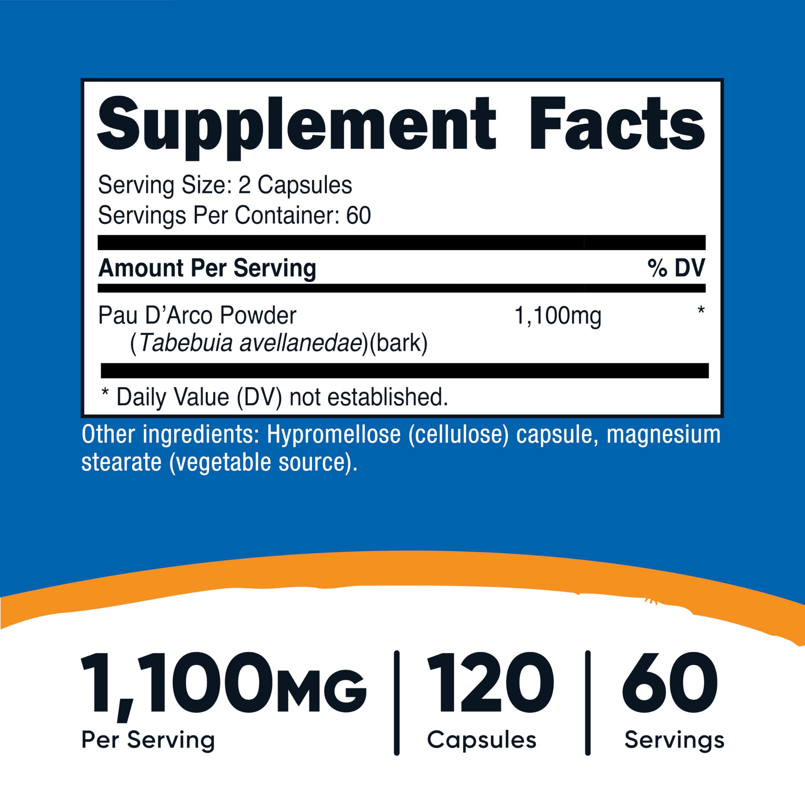 Nutricost Pau D'Arco capsules végétariennes faciles à prendre au quotidien.