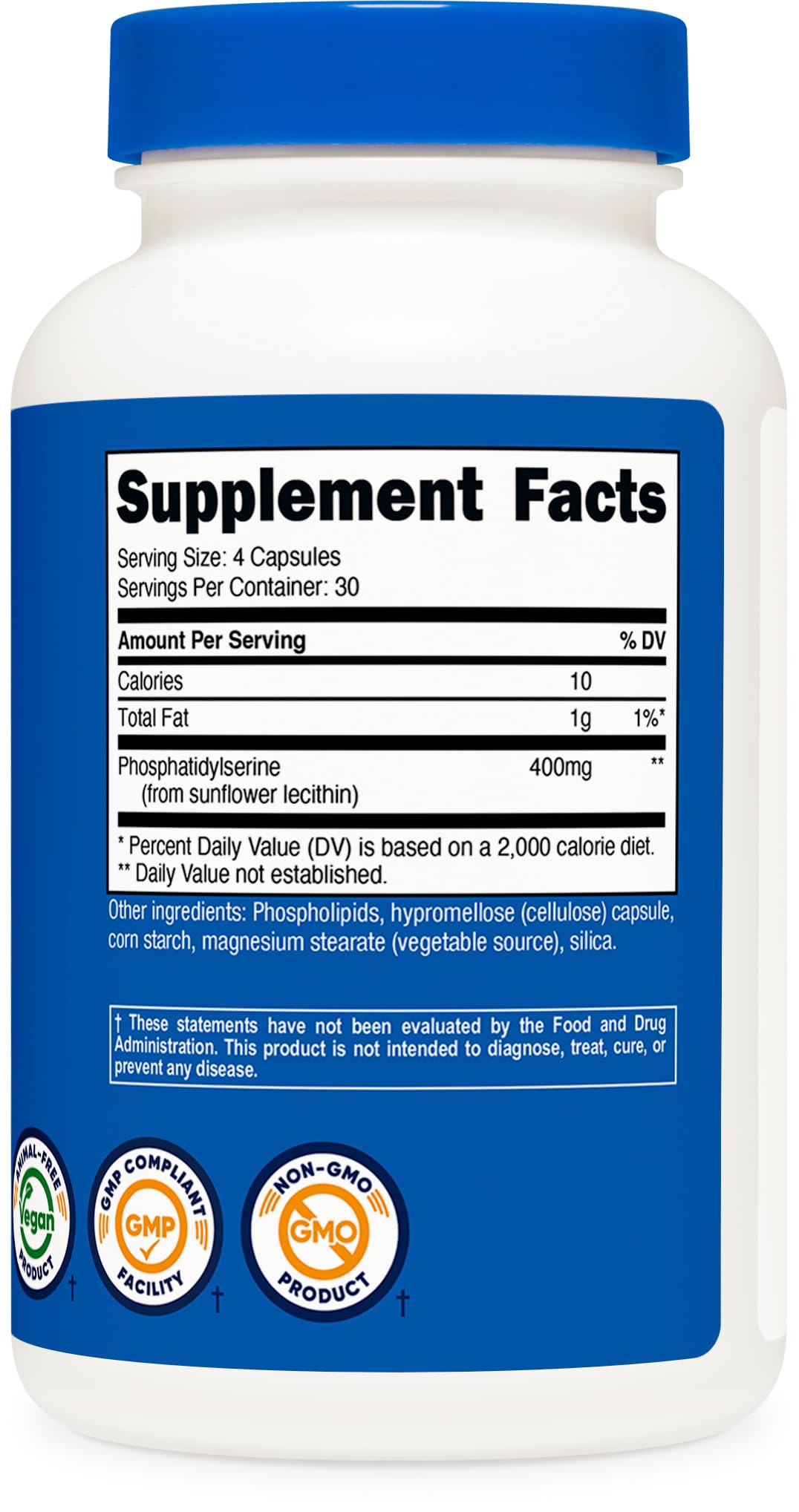 Capsules Nutricost Phosphatidylserine faciles à intégrer dans la routine quotidienne.