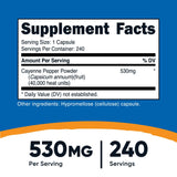Nutricost Cayenne Pepper 530 mg – gélules faciles à avaler pour une touche épicée.