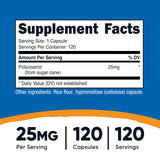 Gélules Nutricost Policosanol 25mg, vue rapprochée et faciles à avaler.