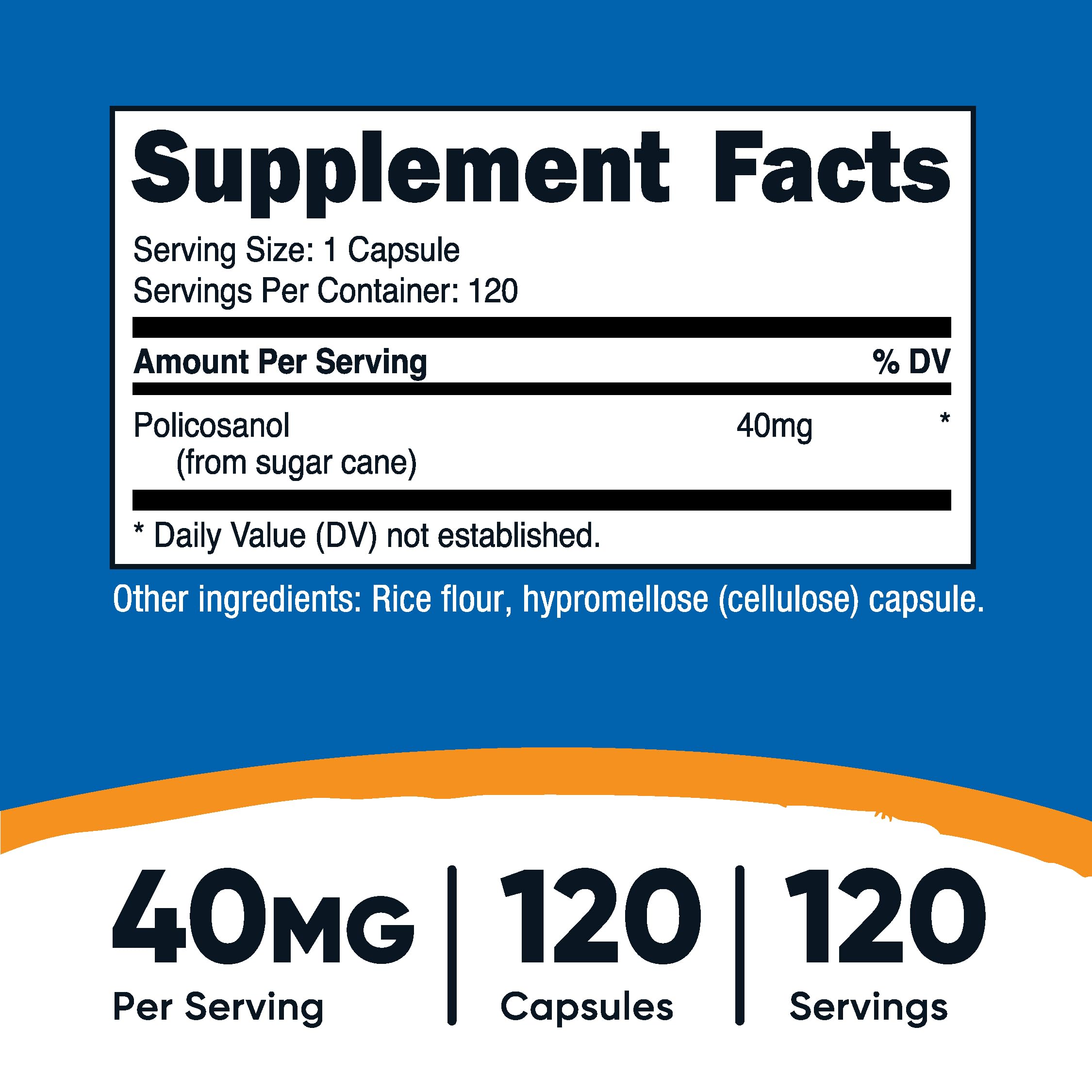 Nutricost Policosanol 40 mg — gélules faciles à prendre au quotidien.