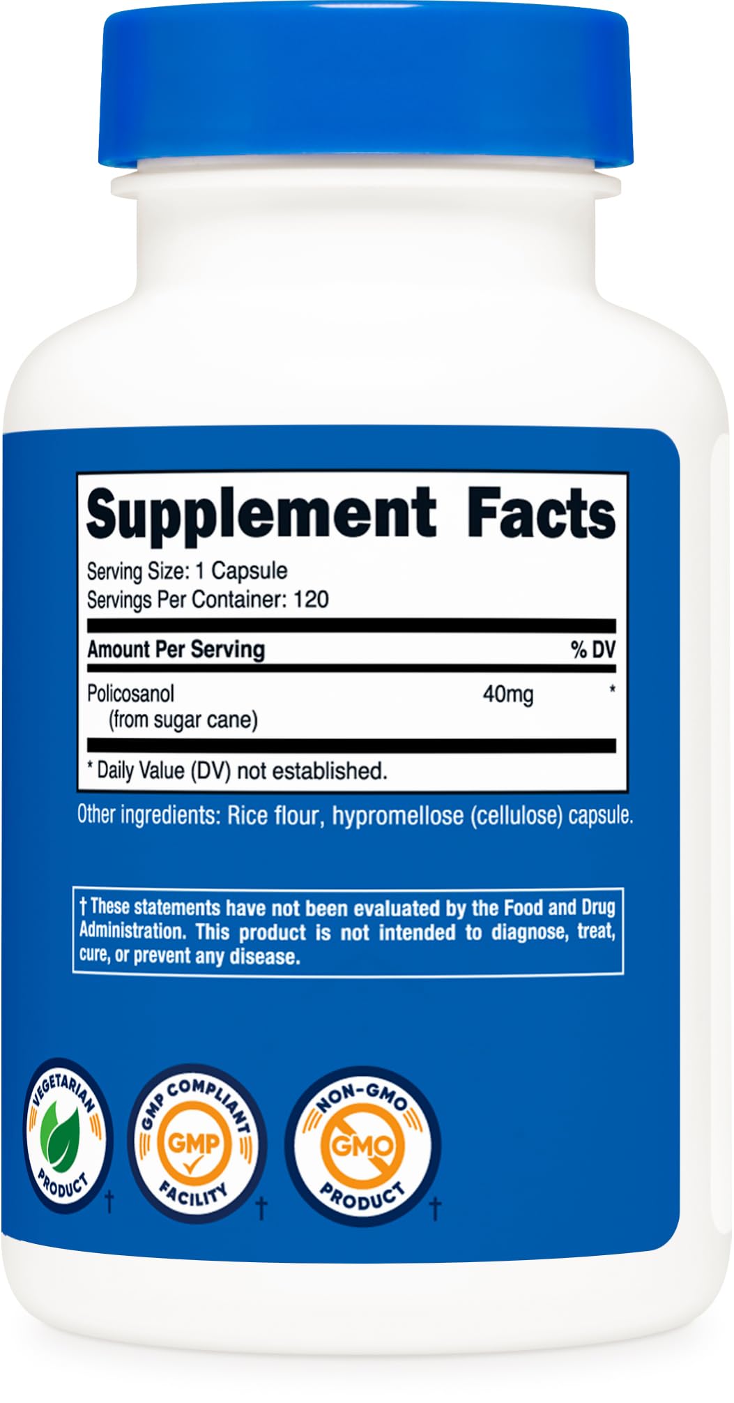 Nutricost Policosanol 40 mg — testée par laboratoire tiers pour fiabilité et sécurité.