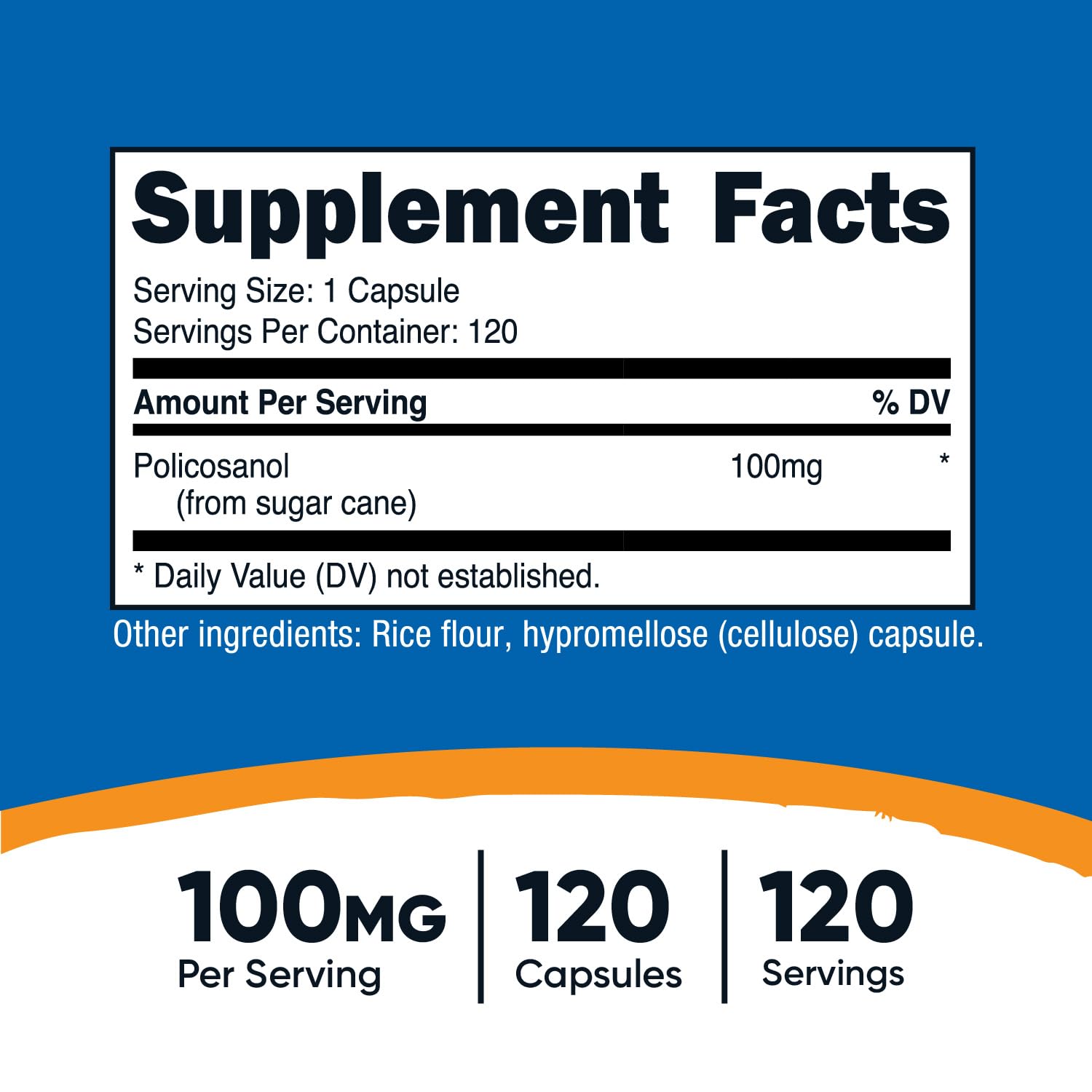 Nutricost Policosanol, capsules 100 mg: dose unique, facile à prendre.