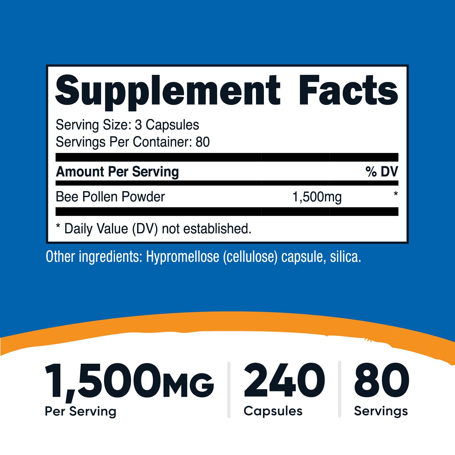 Nutricost Pollen d’abeille — capsules, ingestion pratique pour une routine durable.