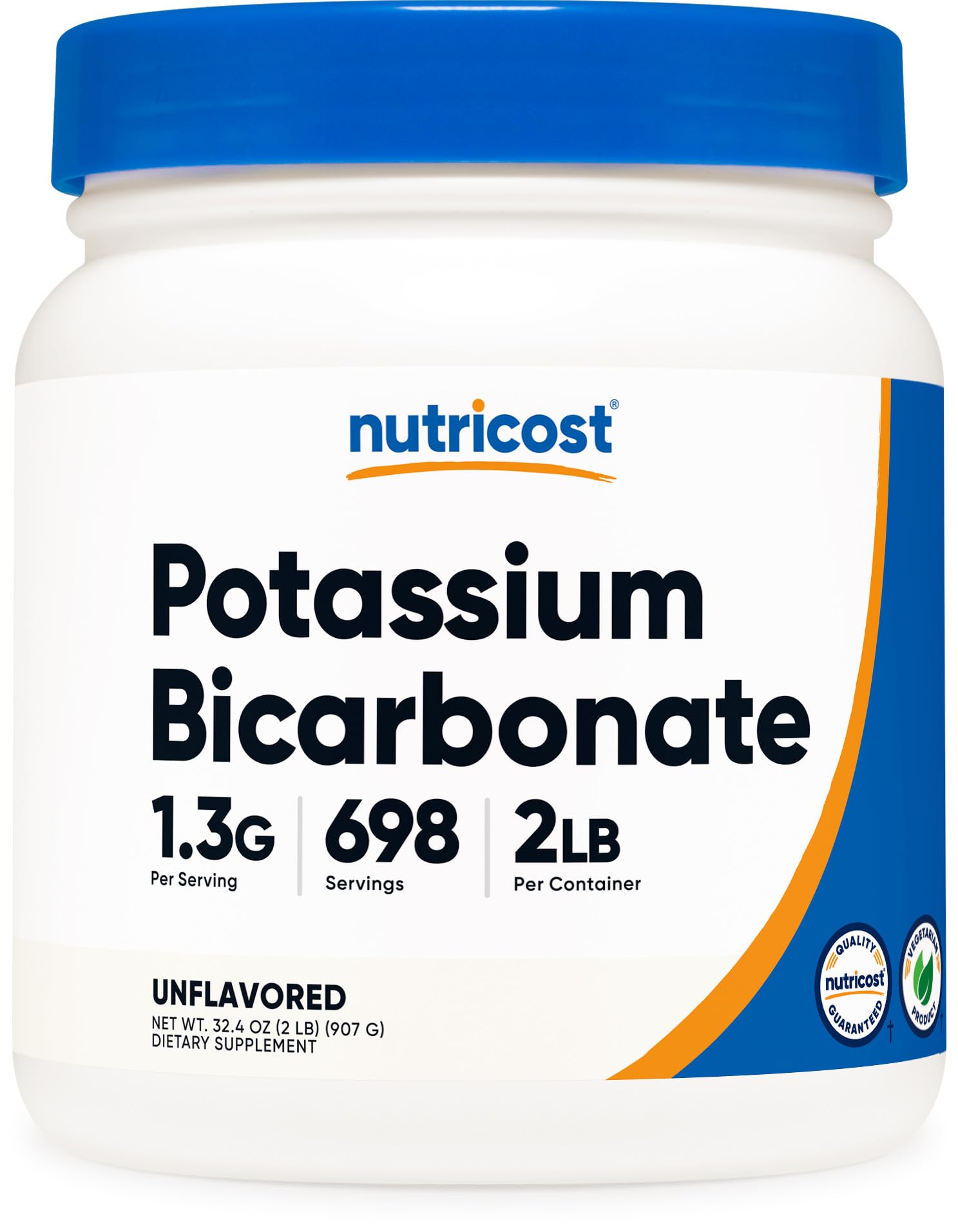 Nutricost bicarbonate de potassium en bouteille, usage pratique et longue conservation.