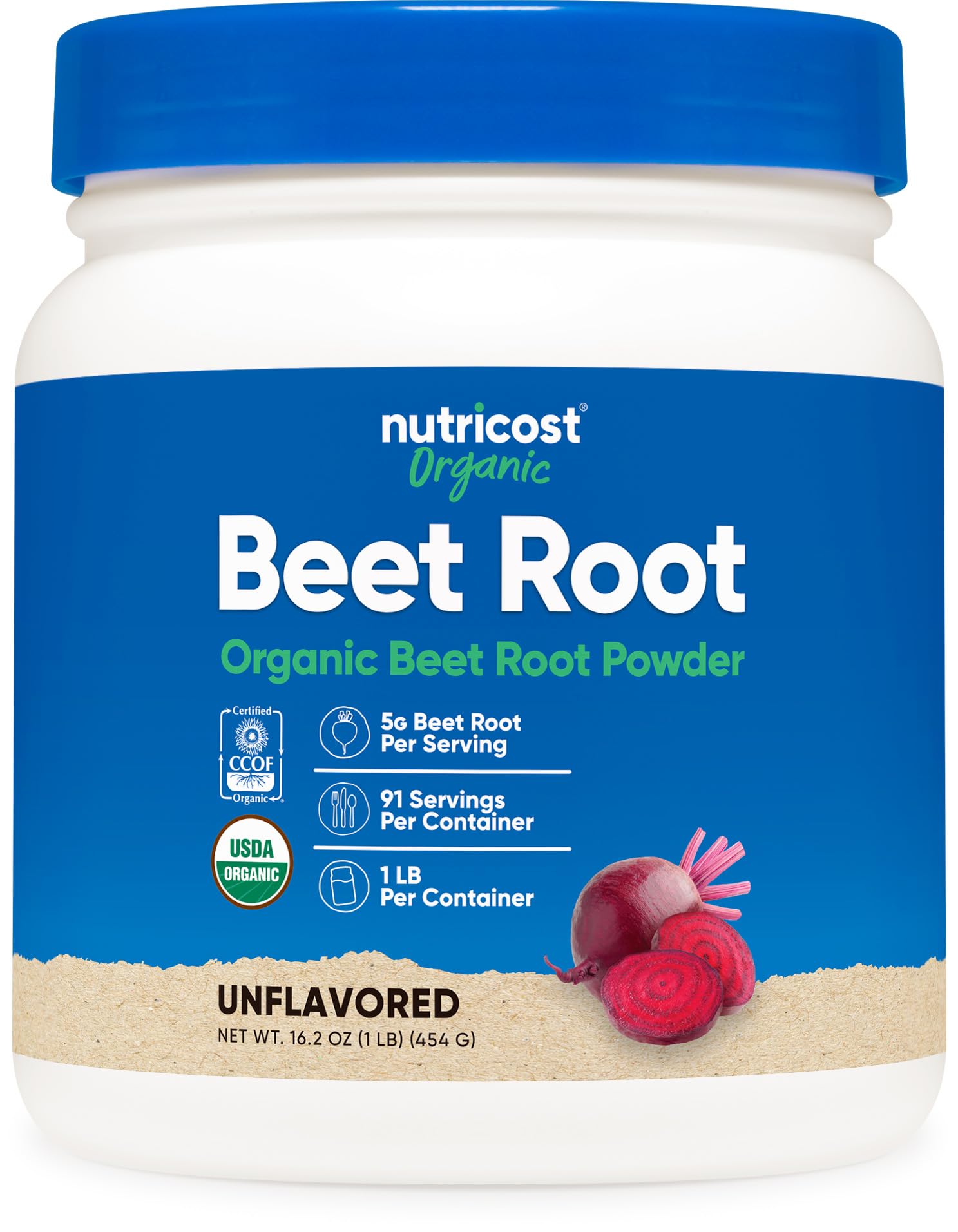 Nutricost Poudre de Betterave Bio dans une bouteille prête pour smoothies.