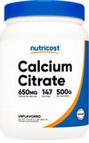 Nutricost citrate de calcium en poudre, bouteille 500 g, sans gluten et neutre.
