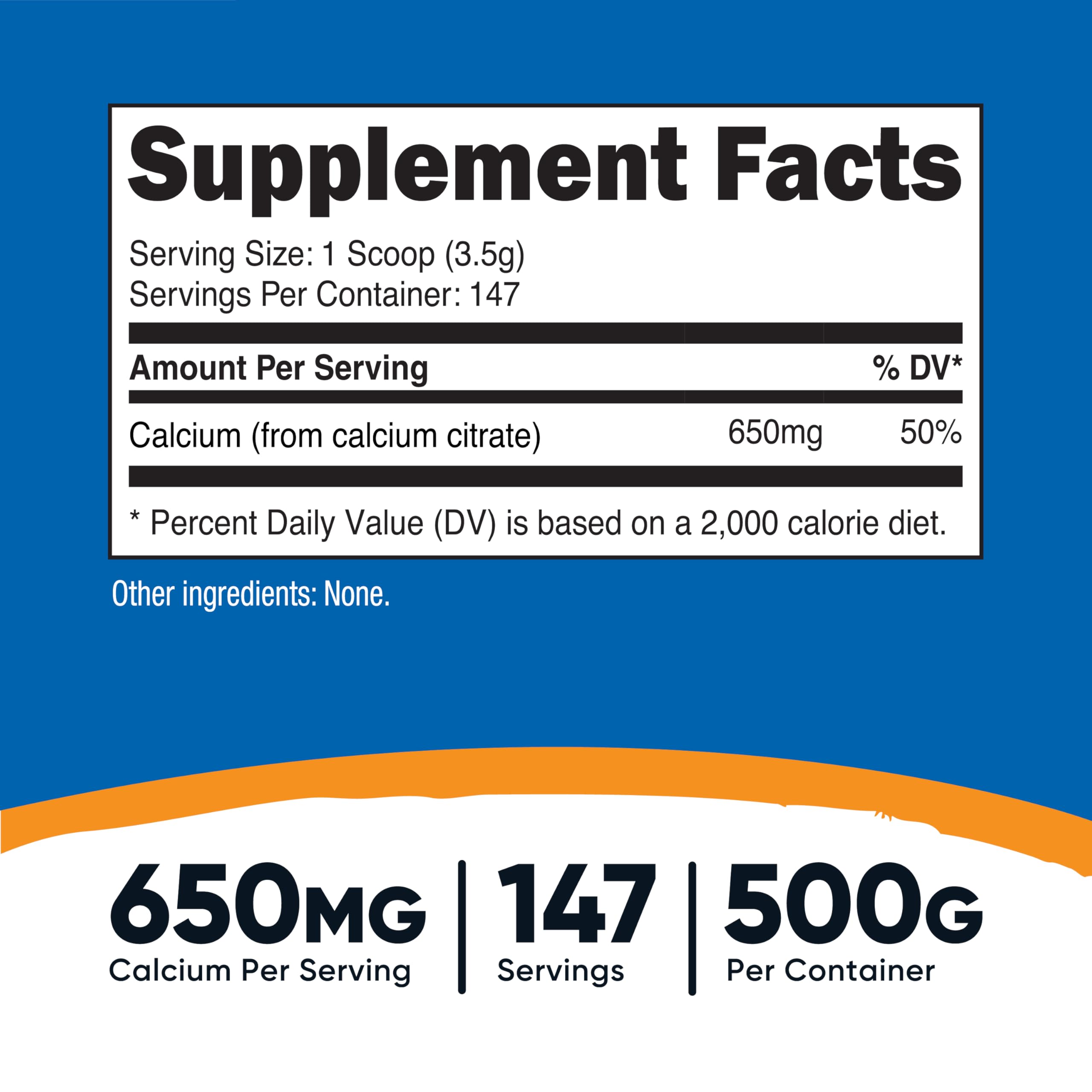 Dosette incluse pour mesurer une portion précise de citrate de calcium Nutricost.