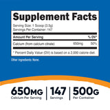 Dosette incluse pour mesurer une portion précise de citrate de calcium Nutricost.