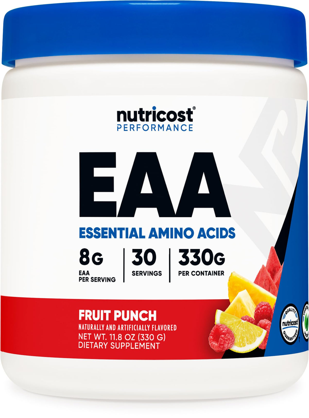Nutricost Poudre EAA Fruit Punch dans le flacon, mélange facile après l'entraînement