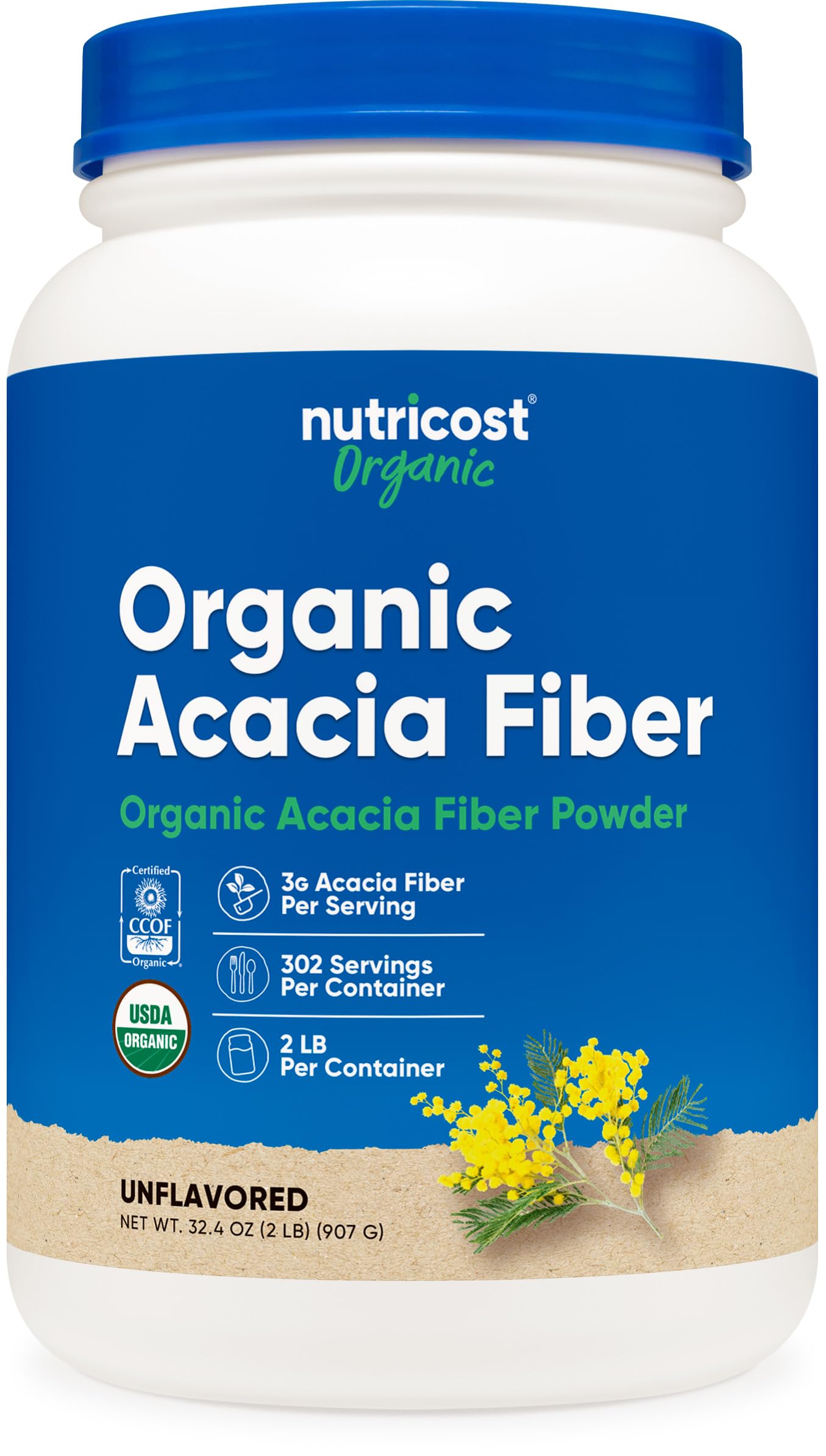 Nutricost Poudre fibre d'acacia 2-livres – bouteille pratique et source naturelle de fibres.
