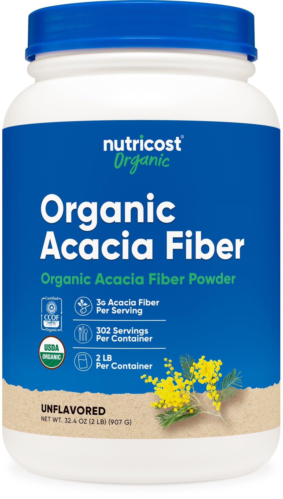 Nutricost Poudre fibre d'acacia 2-livres – bouteille pratique et source naturelle de fibres.