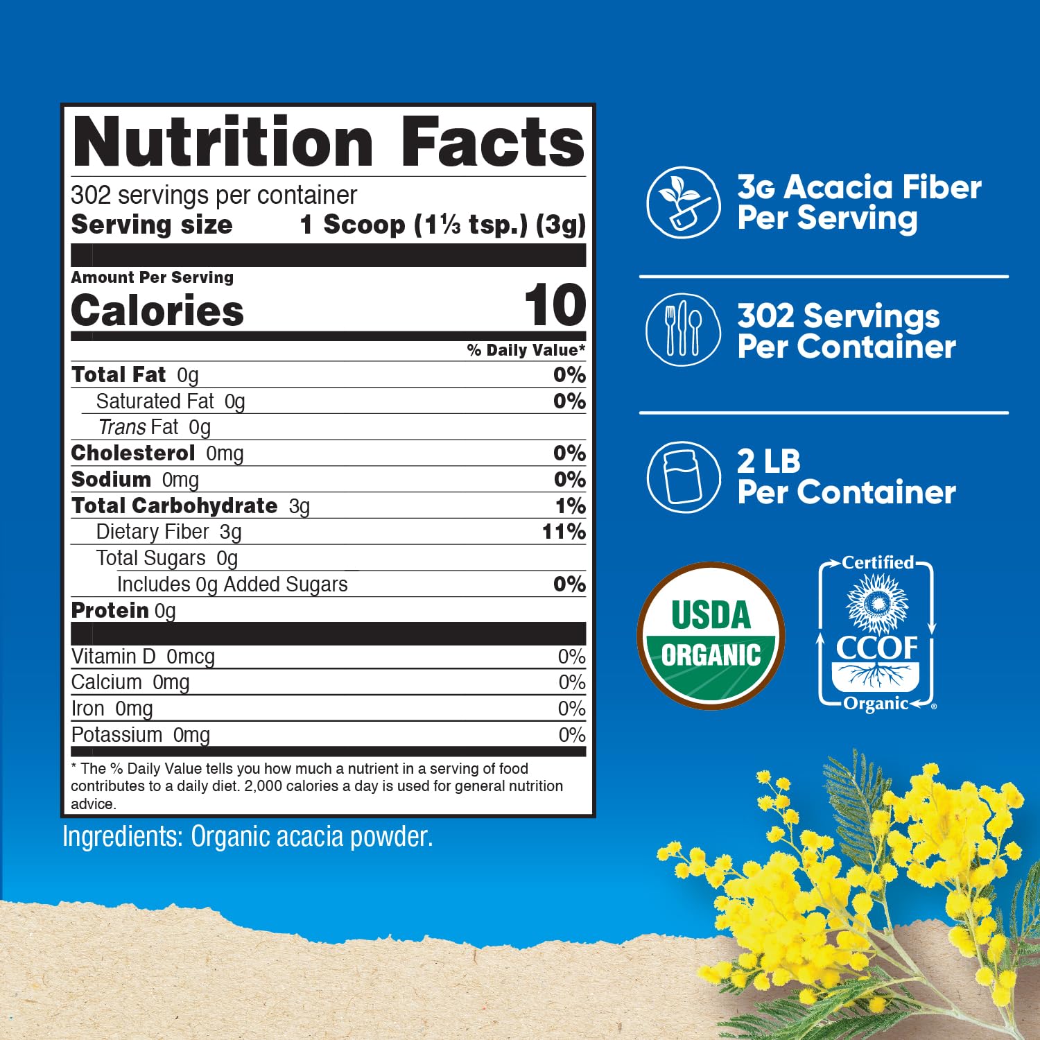 Nutricost Poudre fibre acacia 2-livres cuillère-dose incluse simplifie les portions.