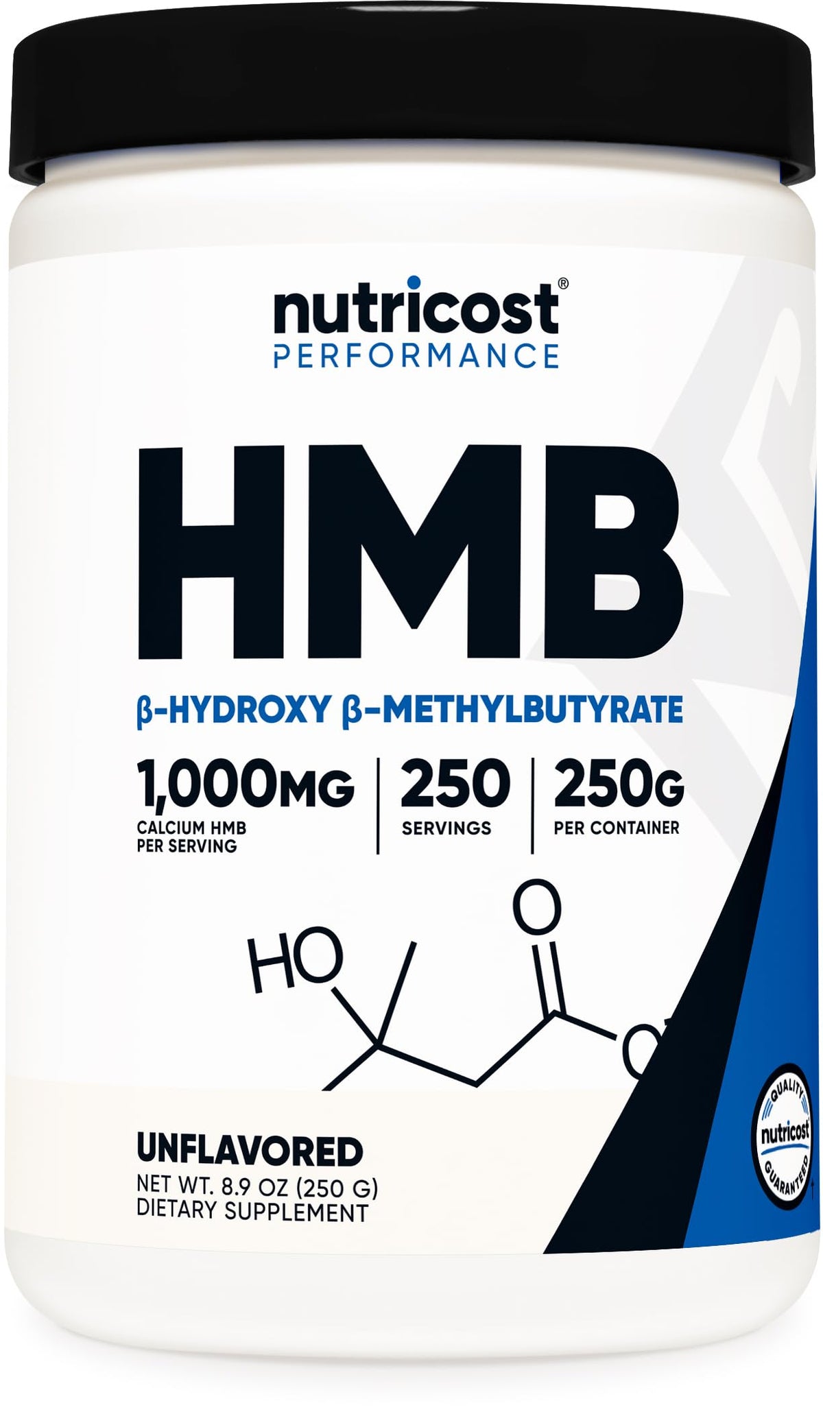 Nutricost Poudre HMB 250 g prête à être mélangée dans vos boissons.
