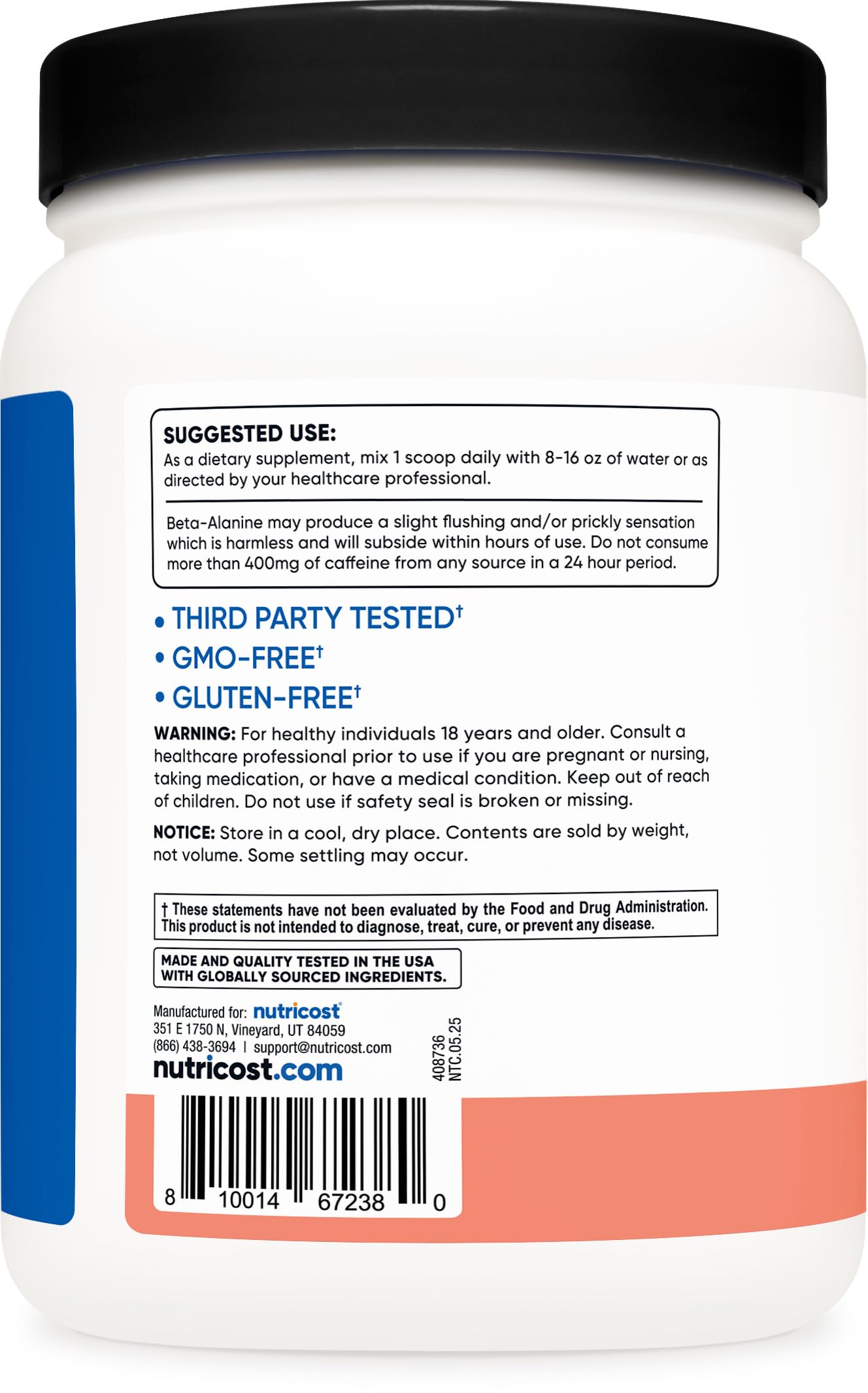 Nutricost poudre intra-entraînement: gobelet et mixeur montrant boisson.