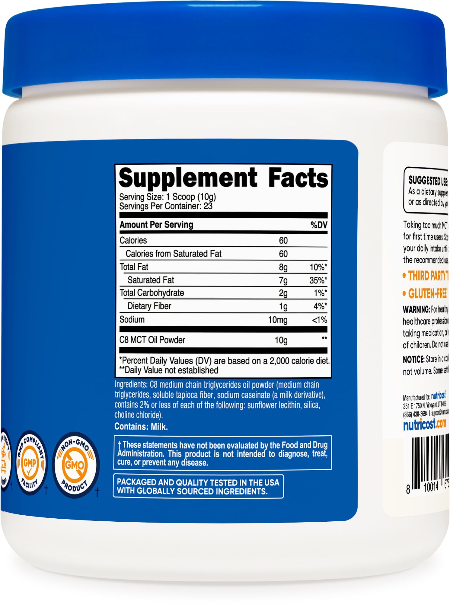 Nutricost Poudre MCT C8 - préparation rapide dans cafés et smoothies.
