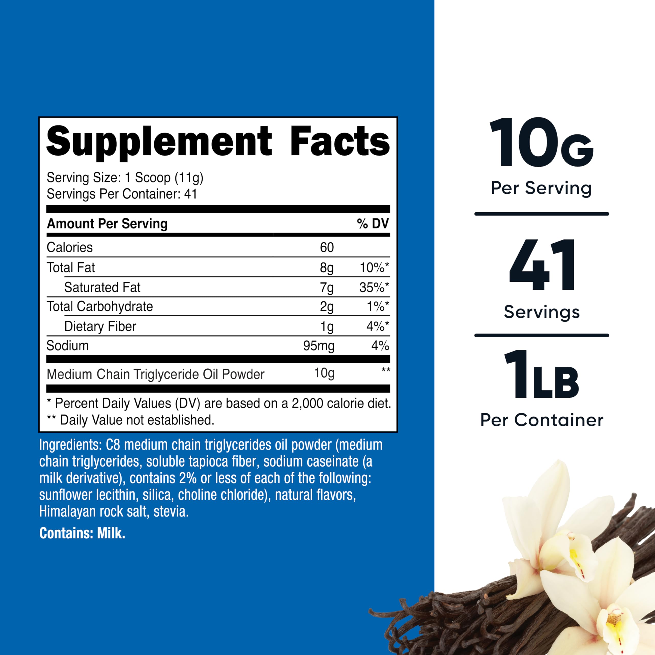 Nutricost Poudre MCT C8 – doseur inclus pour doser facilement dans des shakes quotidiens.