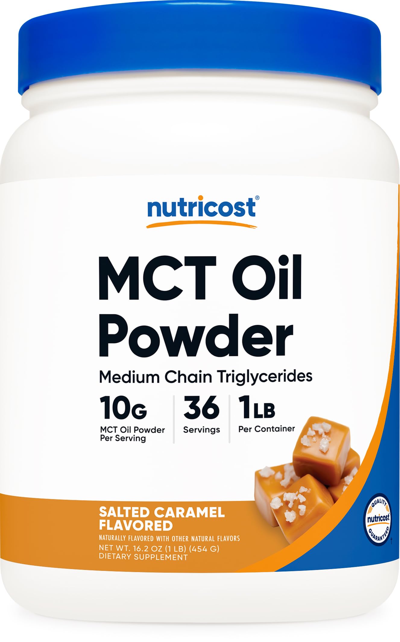 Nutricost Poudre MCT Caramel Salé Bouteille—énergie durable pour vos séances.