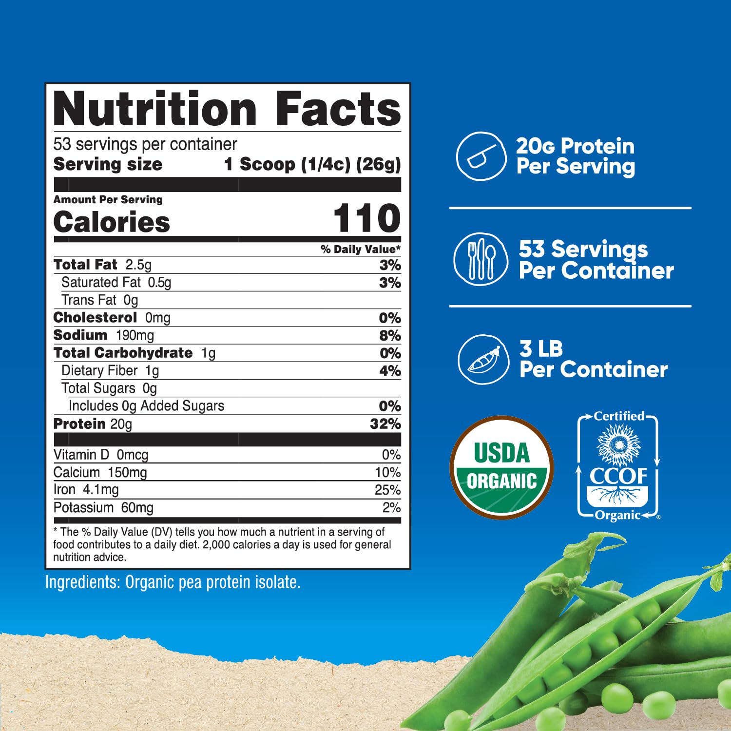 Nutricost poudre pois bio – dose pratique pour chaque shaker