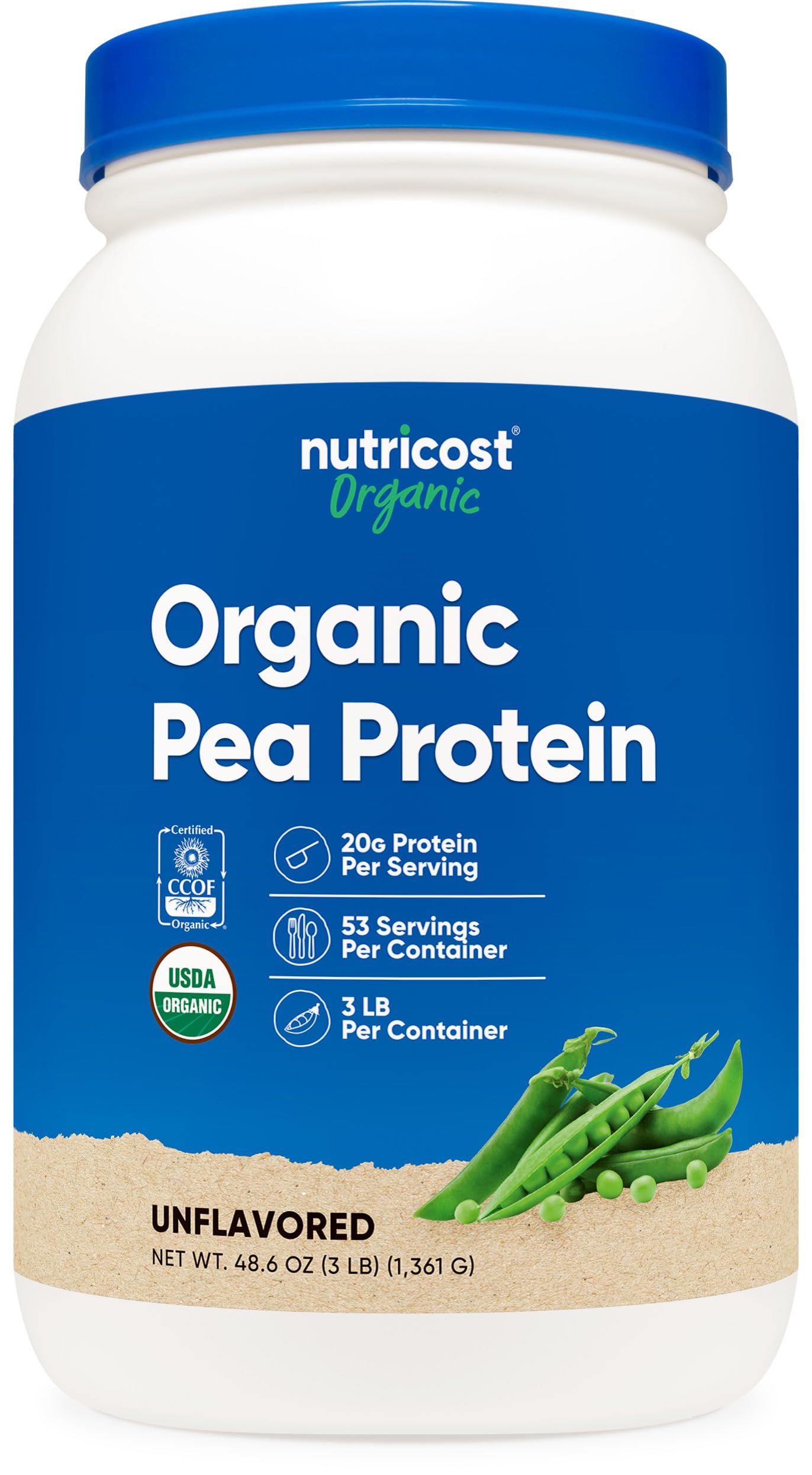 Nutricost poudre pois bio – pot, portion mesurable pour chaque dose