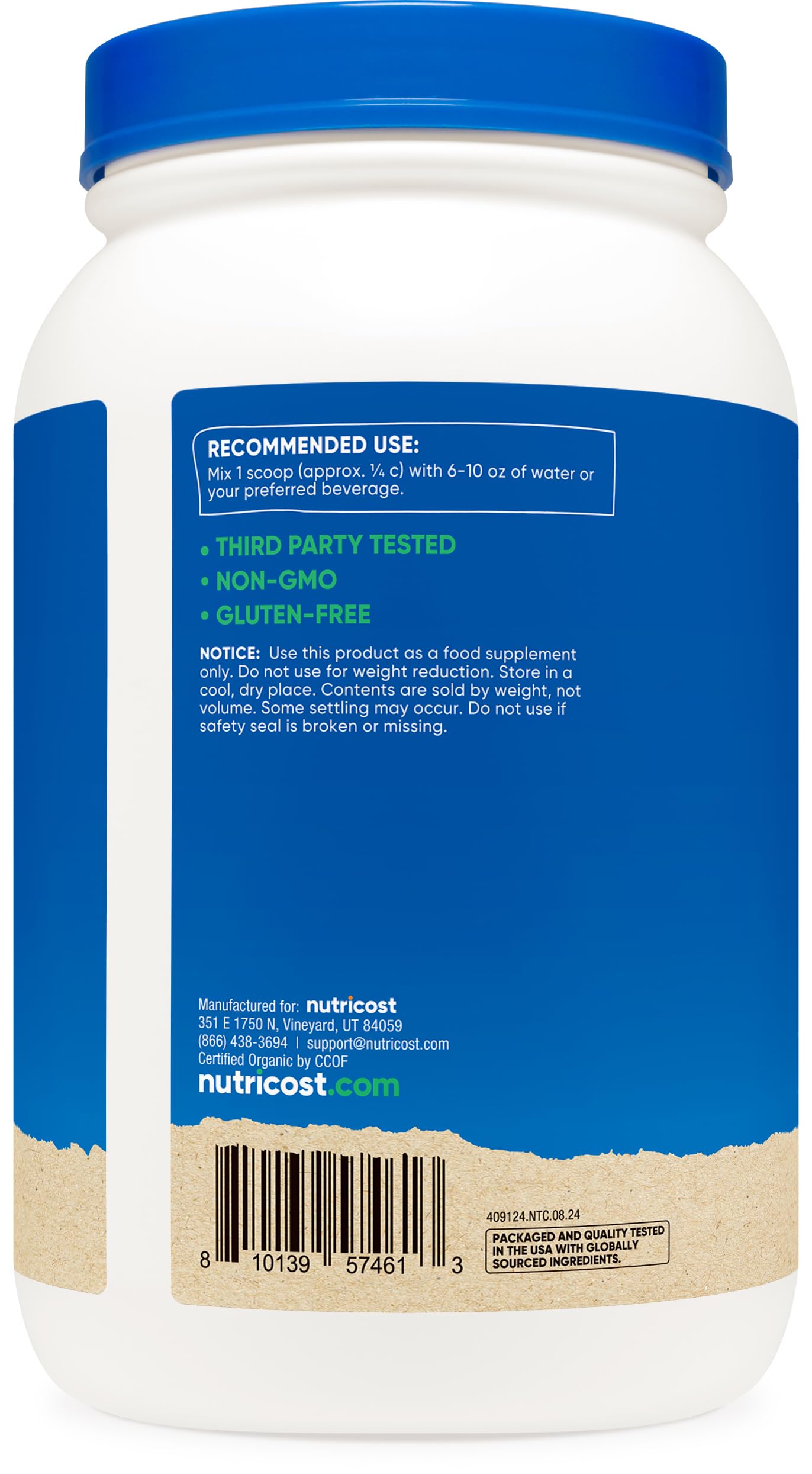 Nutricost poudre pois bio – shake rapide après entraînement