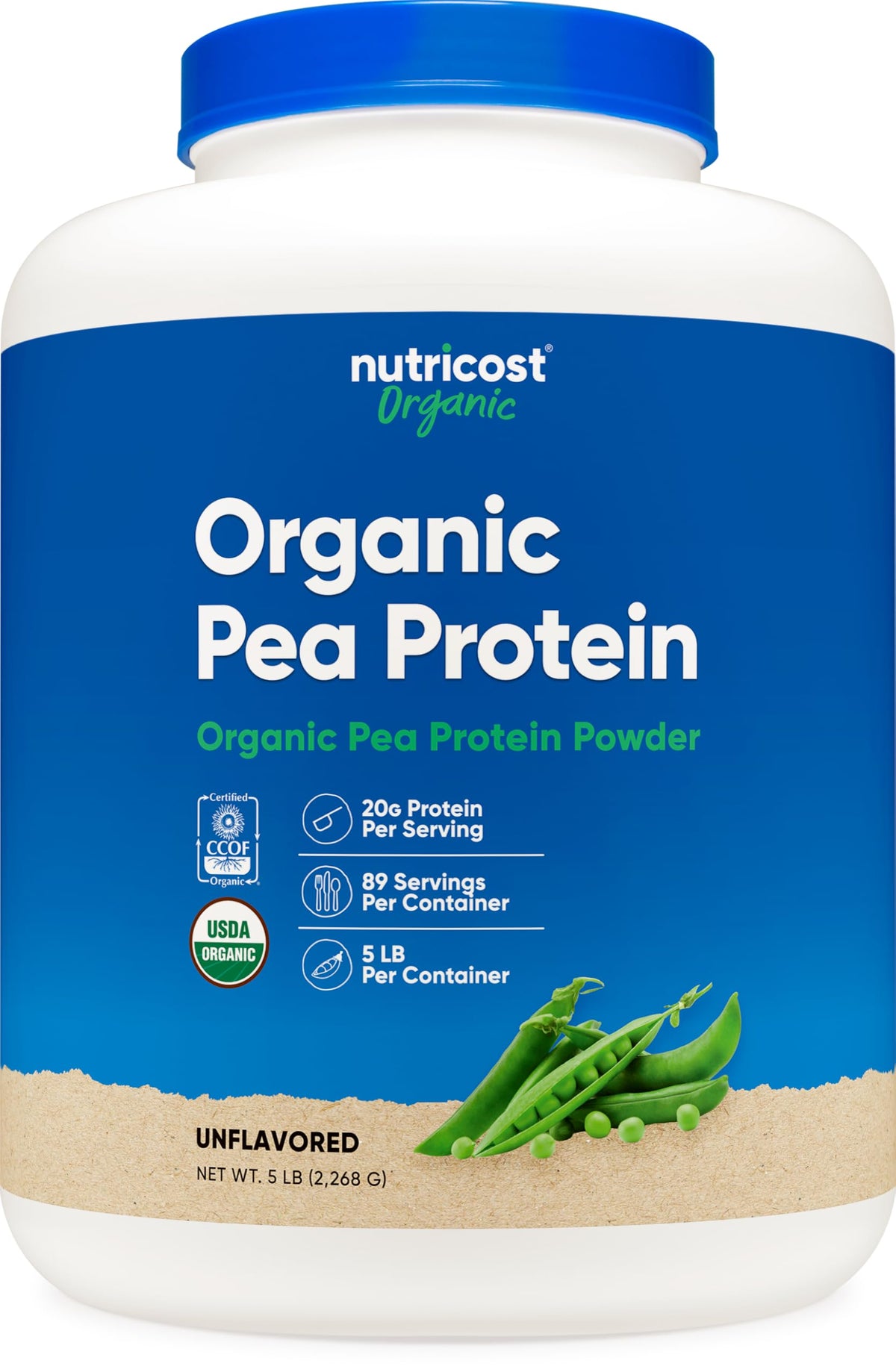 Nutricost Poudre protéine pois biologique 5-lbs — emballage pratique et dosage facile