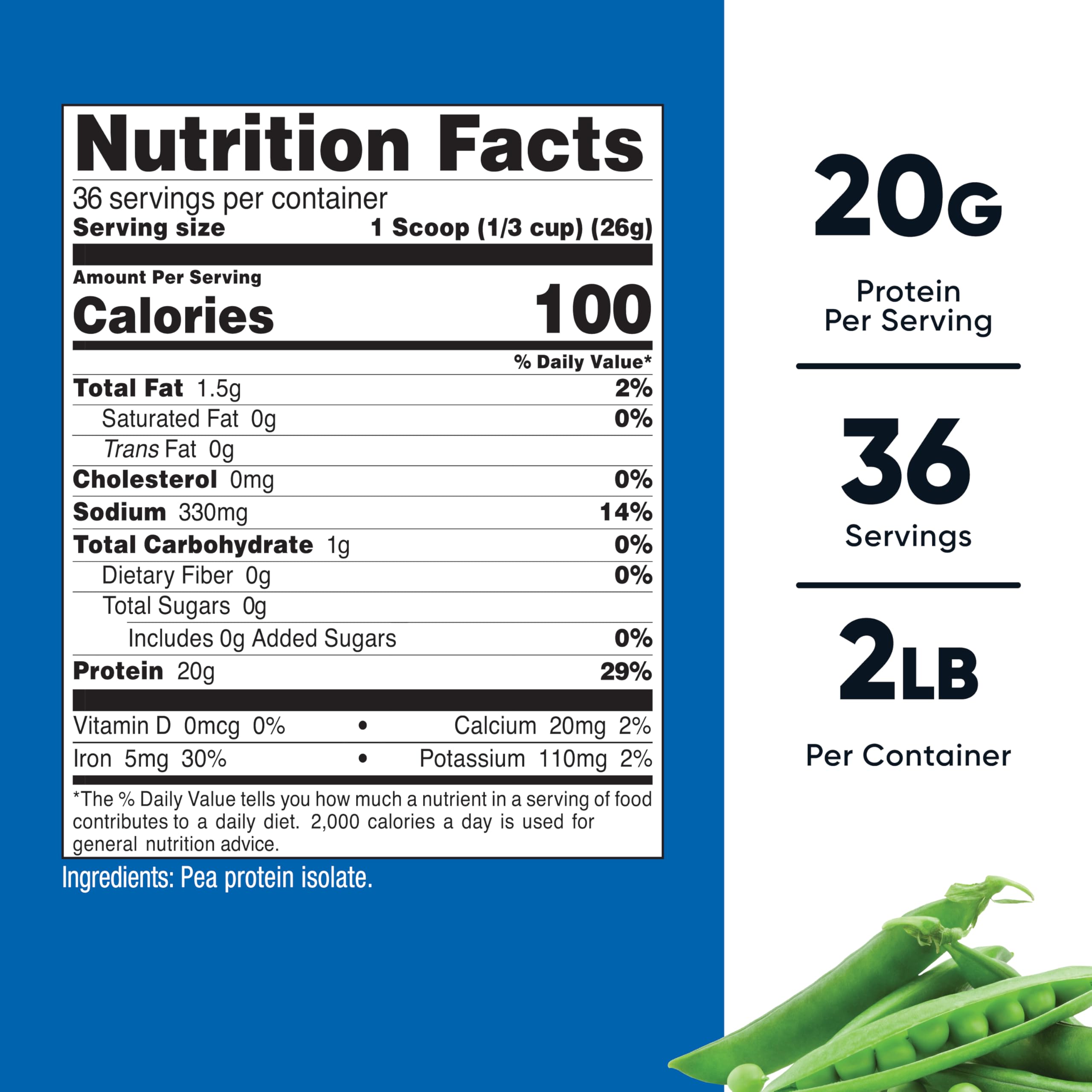 Nutricost poudre protéine pois, cuillère-doseuse, dosage précis pour boissons protéinées.