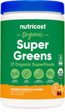 Nutricost Poudre super-aliments verts, bouteille, favorise une matinée équilibrée.