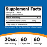 Nutricost PQQ: bouteille de 60 capsules pratique et dosée.