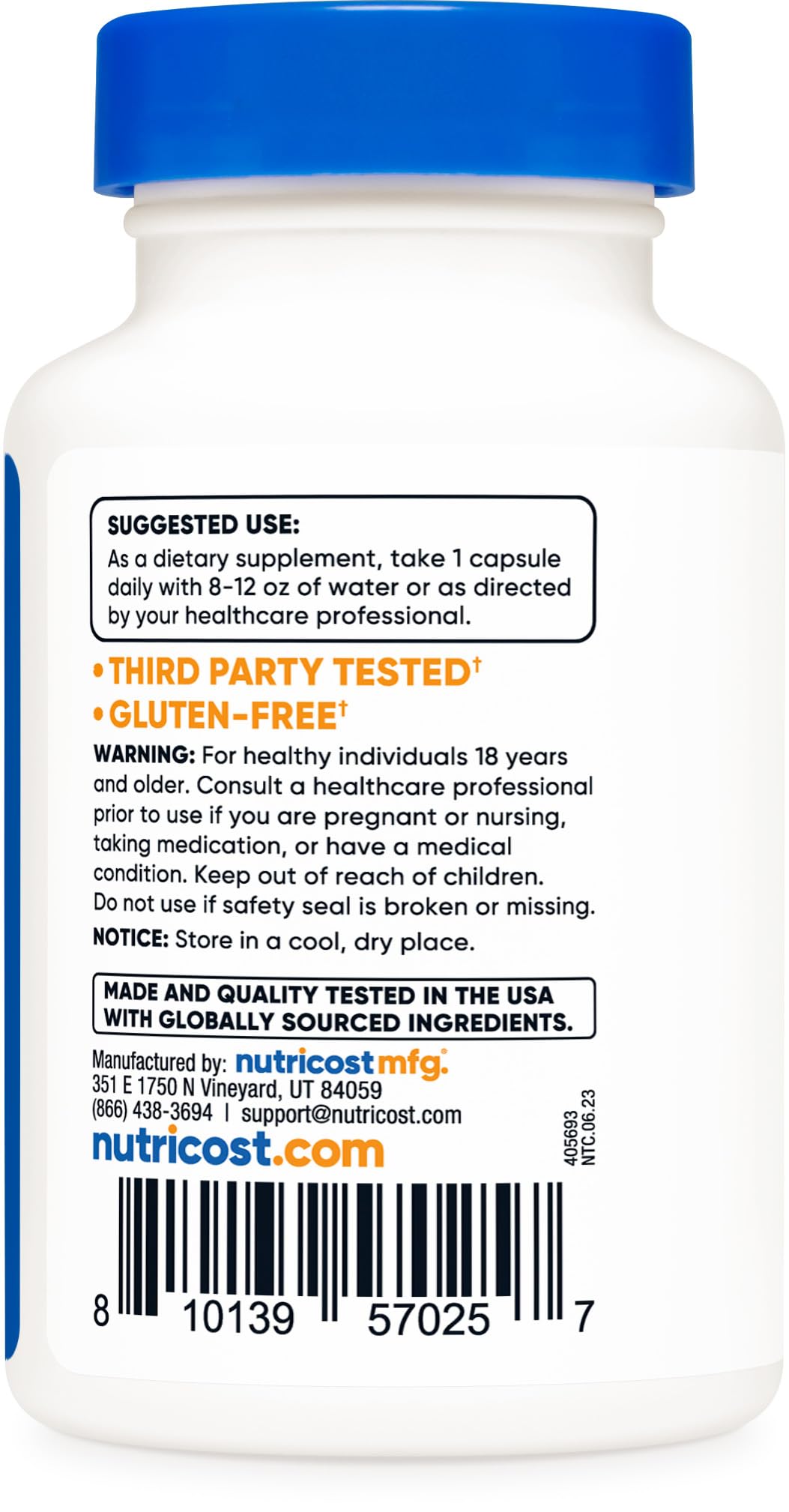 Nutricost PQQ 20 mg – emballage conforme GMP et installation FDA.