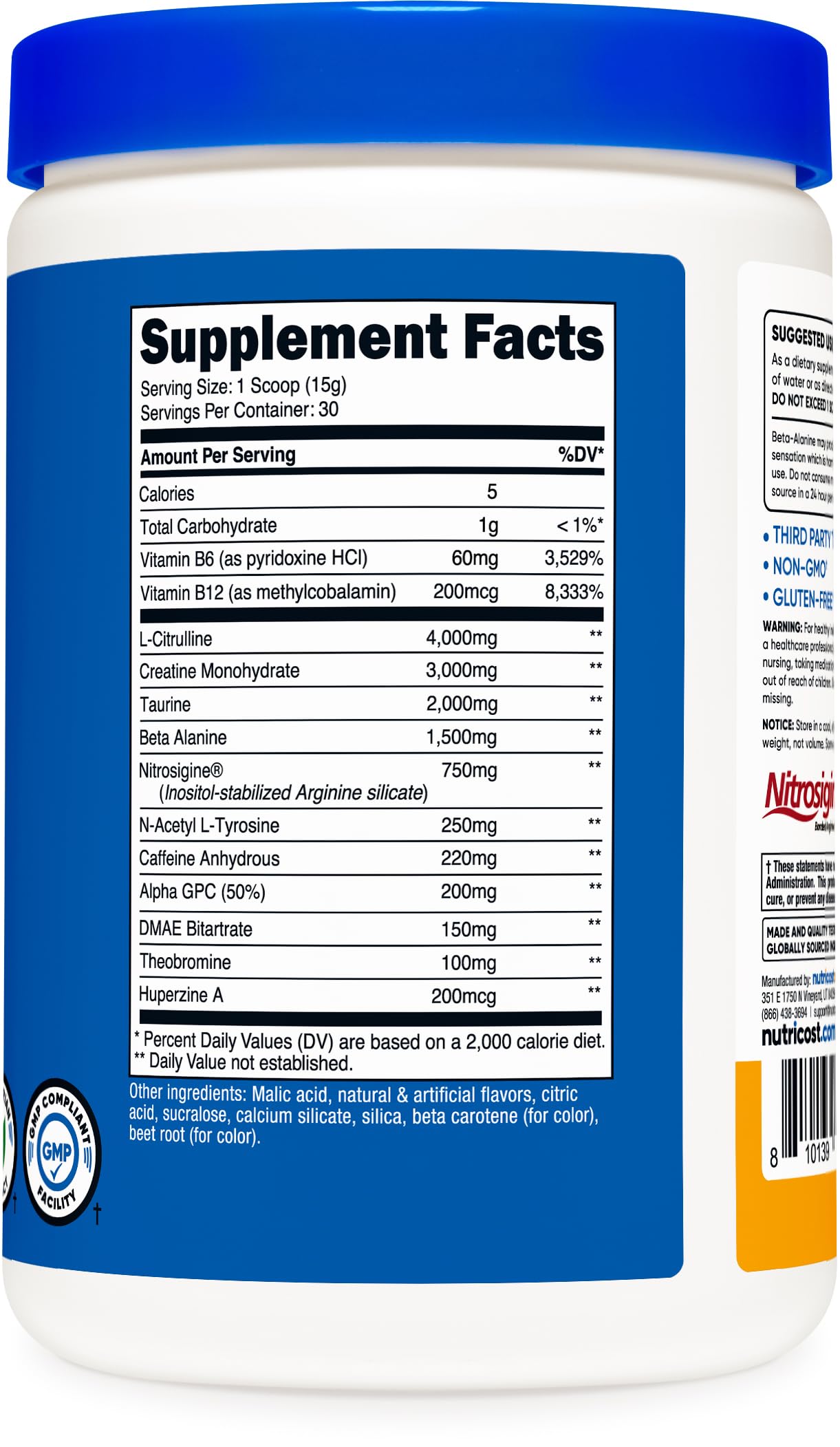 Nutricost Pre-C emballage, packaging attrayant pour une utilisation facile.