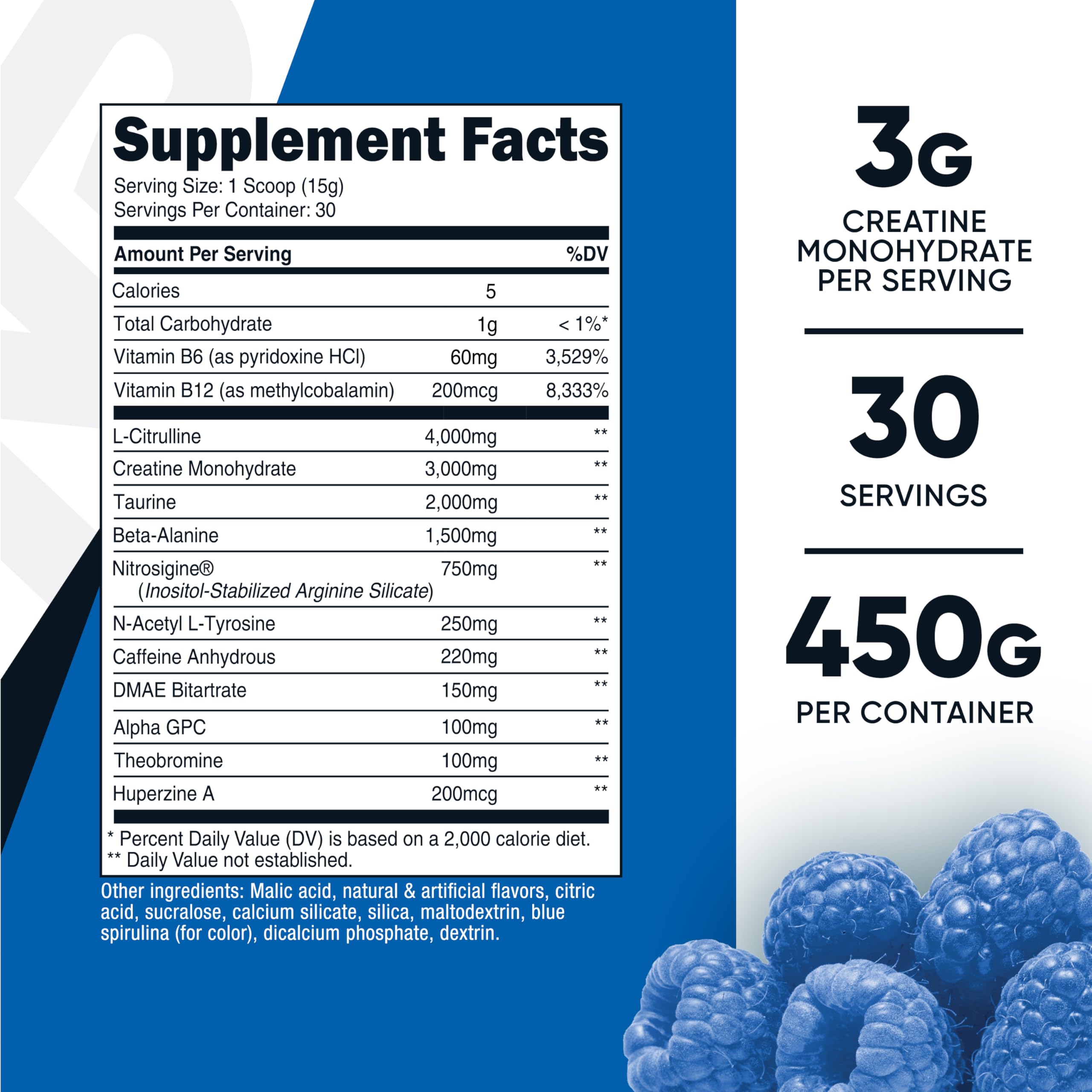 Nutricost Pre-C doseur intégré, facilite la prise d'une portion précise.