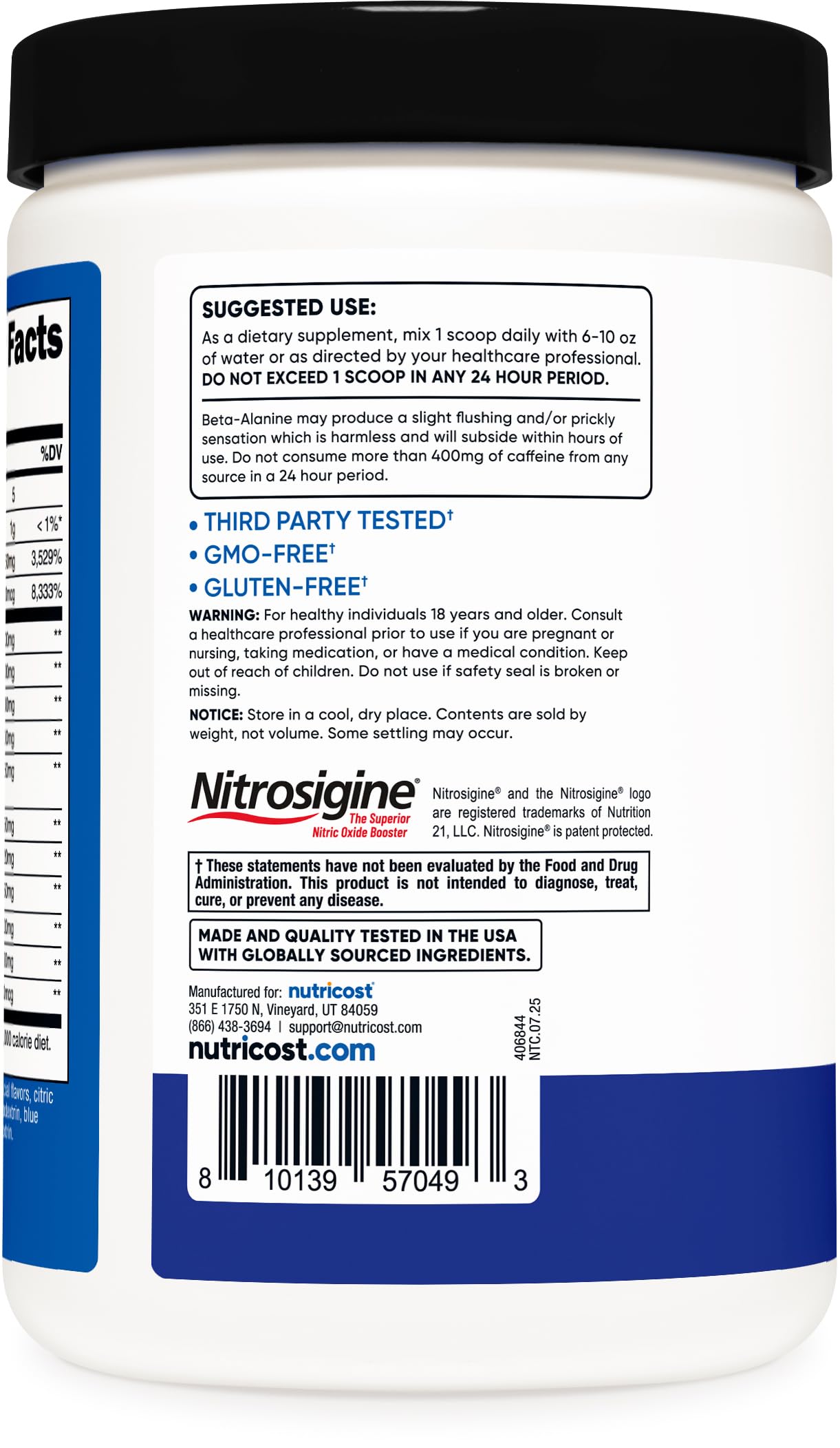 Nutricost Pre-C testé en laboratoire indépendant pour plus de transparence.